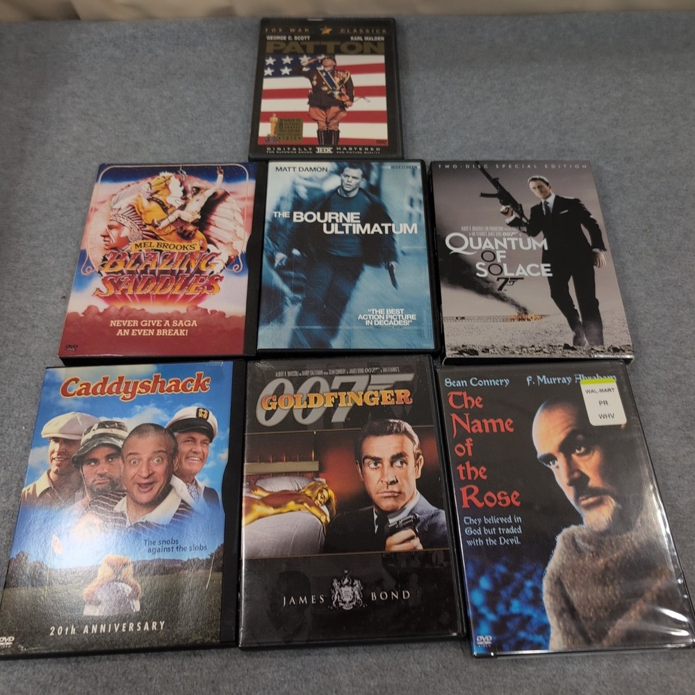 Classic Film Lot of 7 DVDs Patton Goldfinger Caddyshack The Bourne Ultimatum +++ - Picture 2 of 2